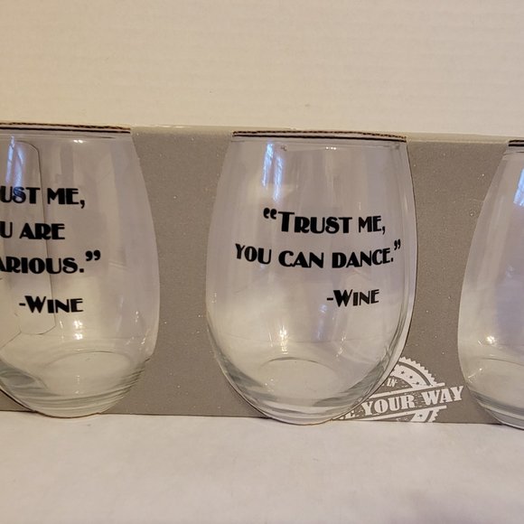 "Trust Me, ..." Wine Collection Set Of 4 Stemless Wine Glasses - NIB - Picture 3 of 8